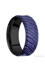 8 mm wide Beveled Titanium Damascus band featuring a Zirconium sleeve.