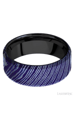 8 mm wide Beveled Titanium Damascus band featuring a Zirconium sleeve.