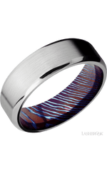 7 mm wide Beveled Cobalt Chrome band featuring a Titanium Damascus sleeve.