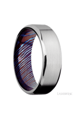 7 mm wide Beveled Cobalt Chrome band featuring a Titanium Damascus sleeve.