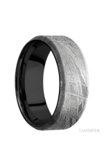 8 mm wide Beveled Meteorite band featuring a Zirconium sleeve.