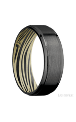 7 mm wide Flat Grooved Edges Zirconium band featuring a Bright Nickel sleeve.