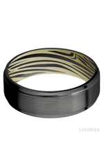 7 mm wide Flat Grooved Edges Zirconium band featuring a Bright Nickel sleeve.
