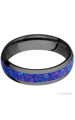 6 mm wide/Domed/Zirconium band with one 3 mm Centered inlay of Purple Opal.