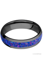 6 mm wide/Domed/Zirconium band with one 3 mm Centered inlay of Purple Opal.