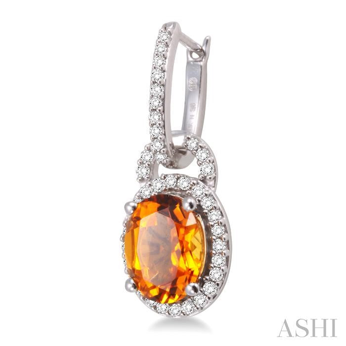 ASHI Oval Shape Gemstone & Halo Diamond Earrings 60894PPFNERCTWG