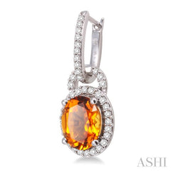 ASHI Oval Shape Gemstone & Halo Diamond Earrings 60894PPFNERCTWG
