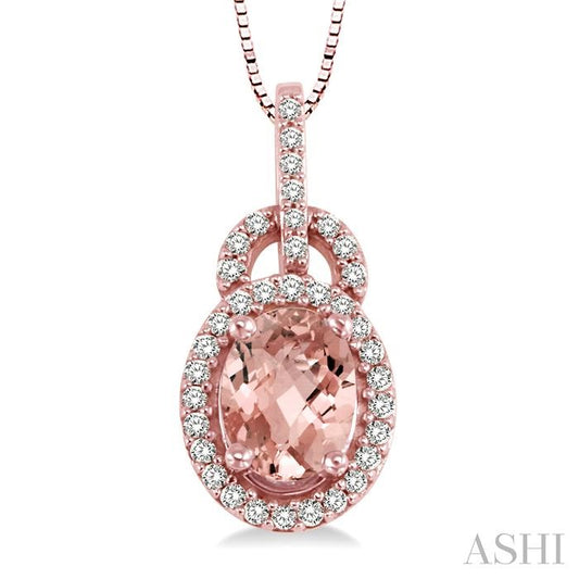 ASHI Oval Shape Gemstone & Halo Diamond Pendant 60976PPFNPDMOPG