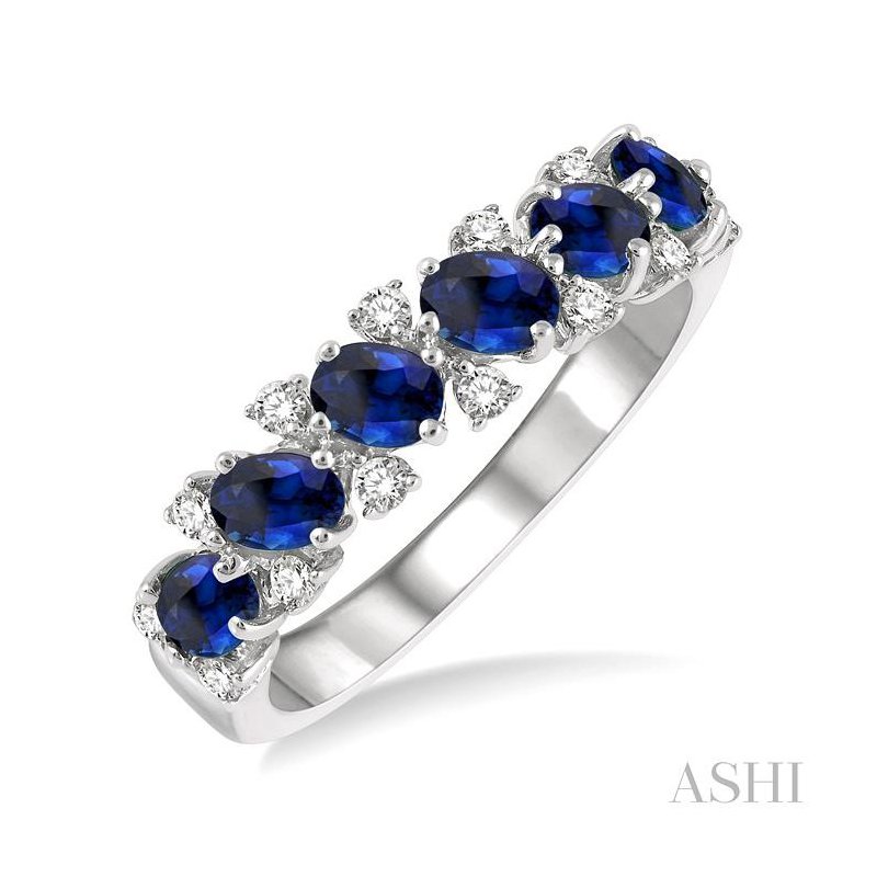 ASHI Oval Shape Gemstone & Diamond Wedding Band 46547PPFGSPWG
