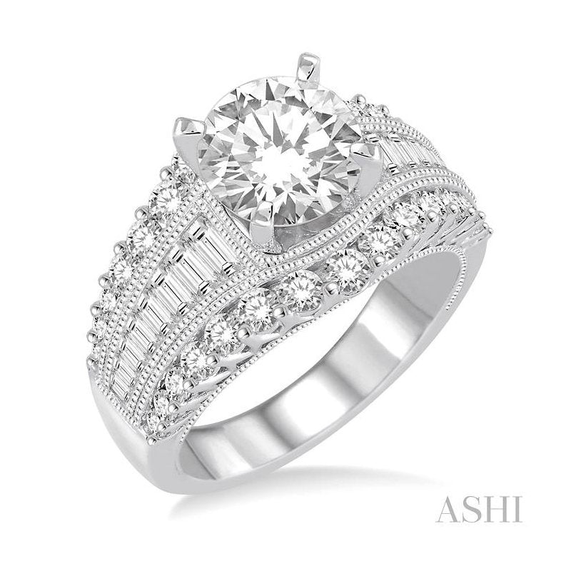 ASHI Round Shape Semi-Mount Diamond Engagement Ring 200A0PPFRWG-SM-1.40