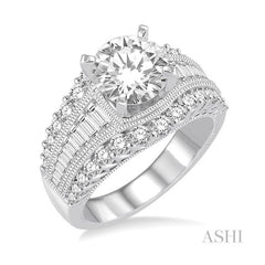 ASHI Round Shape Semi-Mount Diamond Engagement Ring 200A0PPFRWG-SM-1.40