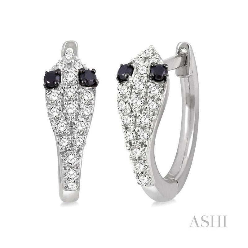 ASHI Snake Petite Black Diamond Huggie Fashion Earrings 674V6PPFSERWG