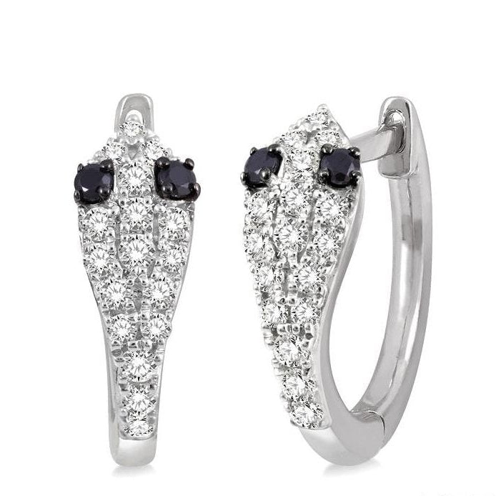 Parkplace Jewelers Snake Petite Black Diamond Huggie Fashion Earrings 674V6PPFSERWG
