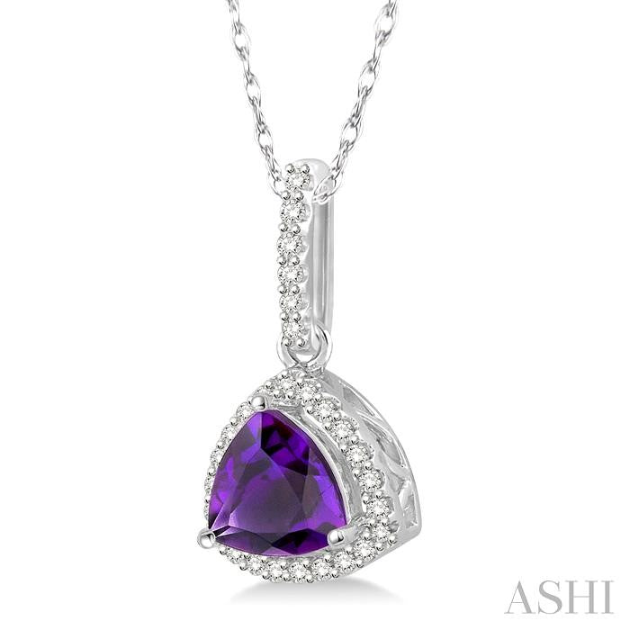 ASHI Trillion Shape Gemstone & Halo Diamond Pendant 61248PPTSPDAMWG