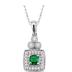 Parkplace Jewelers Cushion Shape Gemstone & Halo Diamond Pendant 58357PPFNPDEMWG