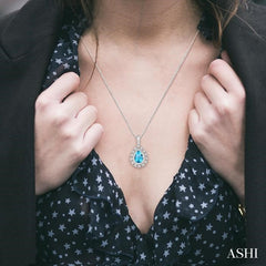 ASHI Pear Shape Gemstone & Diamond Pendant 61448PPTSPDBTWG