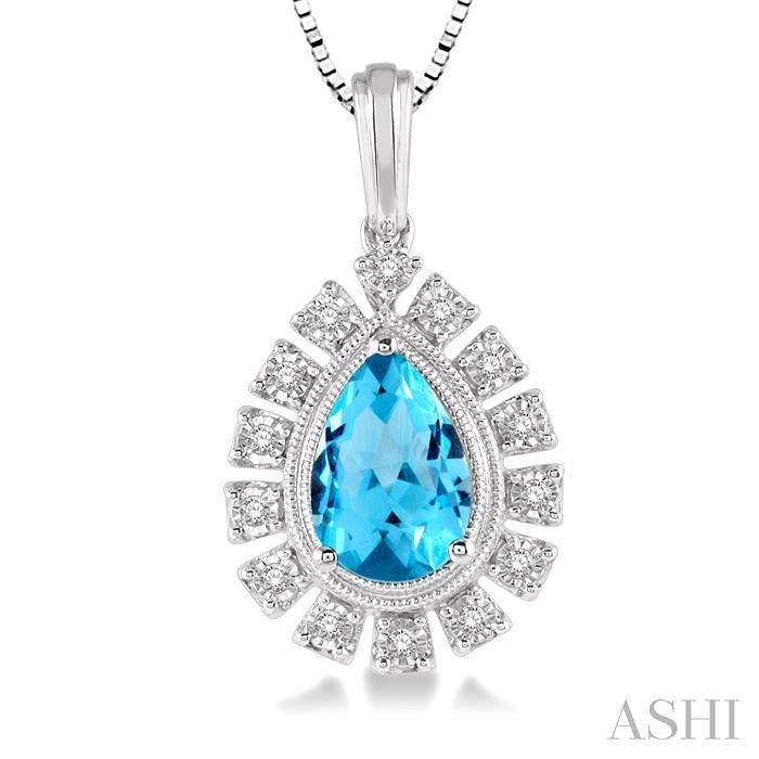 ASHI Pear Shape Gemstone & Diamond Pendant 61448PPTSPDBTWG