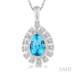 ASHI Pear Shape Gemstone & Diamond Pendant 61448PPTSPDBTWG