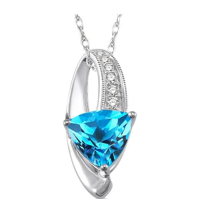 Parkplace Jewelers Trillion Shape Gemstone & Diamond Pendant 61009PPTSPDBTWG