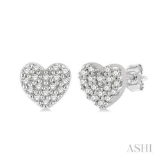 ASHI Heart Shape Petite Diamond Fashion Earrings 644A8PPFSERWG
