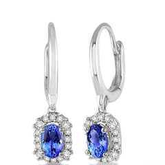 Parkplace Jewelers Oval Shape Gemstone & Halo Diamond Earrings 58488PPFNERTZWG