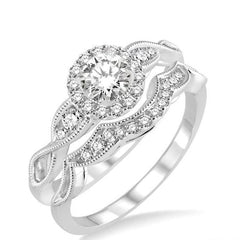 Parkplace Jewelers Round Shape Halo Diamond Wedding Set 20993PPFHWG-WS