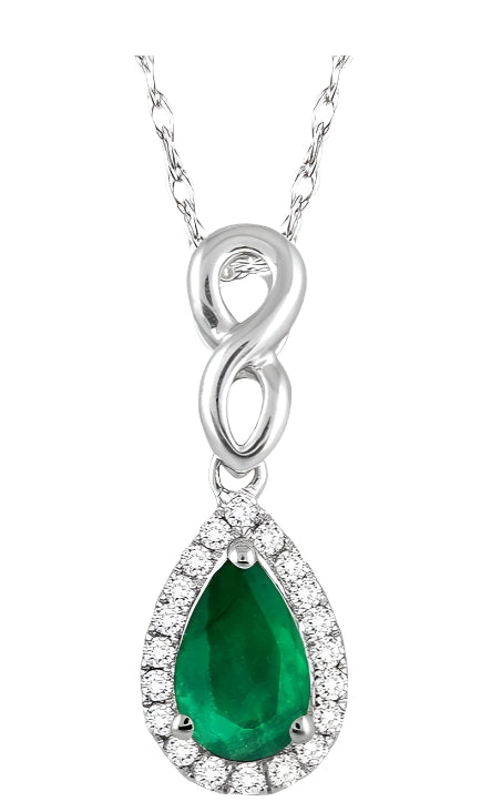 Parkplace Jewelers Pear Shape Gemstone & Halo Diamond Pendant 57058PPTSPDEMWG