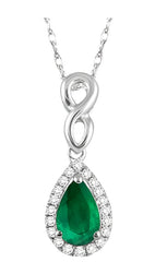 Parkplace Jewelers Pear Shape Gemstone & Halo Diamond Pendant 57058PPTSPDEMWG