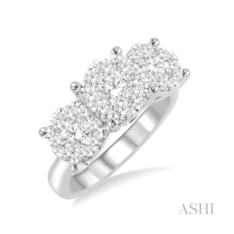 ASHI Round Shape Past Present & Future Lovebright Essential Diamond Engagement Ring 36920PPFVWG-1.50