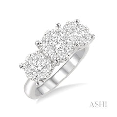 ASHI Round Shape Past Present & Future Lovebright Essential Diamond Engagement Ring 36920PPFVWG-1.50