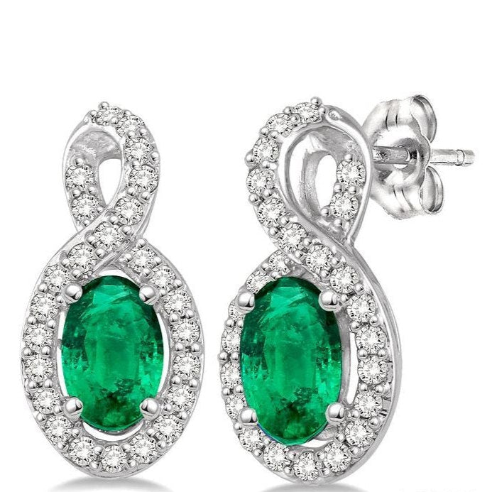 Parkplace Jewelers Oval Shape Gemstone & Halo Diamond Earrings 58507PPFSEREMWG