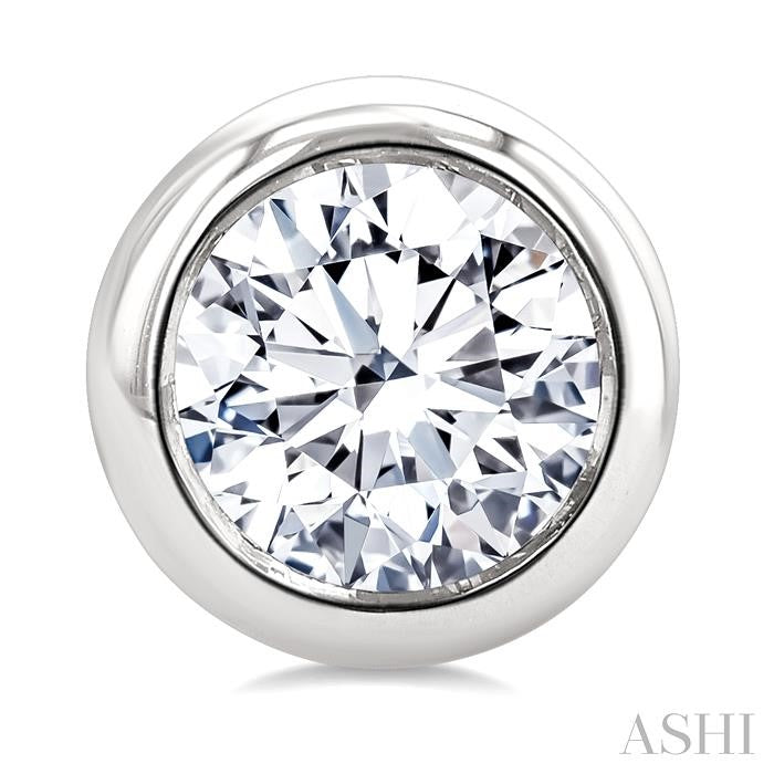 ASHI Round Shape Bezel Set Diamond Stud Earrings 621L1PPFGERWG
