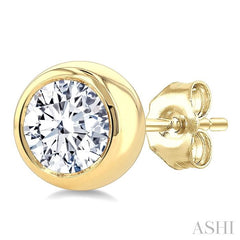 ASHI Round Shape Bezel Set Diamond Stud Earrings 621L1PPFGERYG