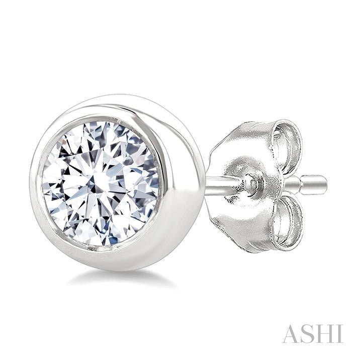 ASHI Round Shape Bezel Set Diamond Stud Earrings 621L3PPFGERWG-.65