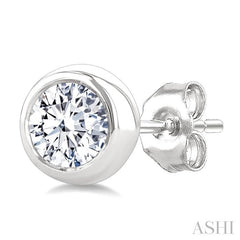 ASHI Round Shape Bezel Set Diamond Stud Earrings 621L3PPFGERWG-.65