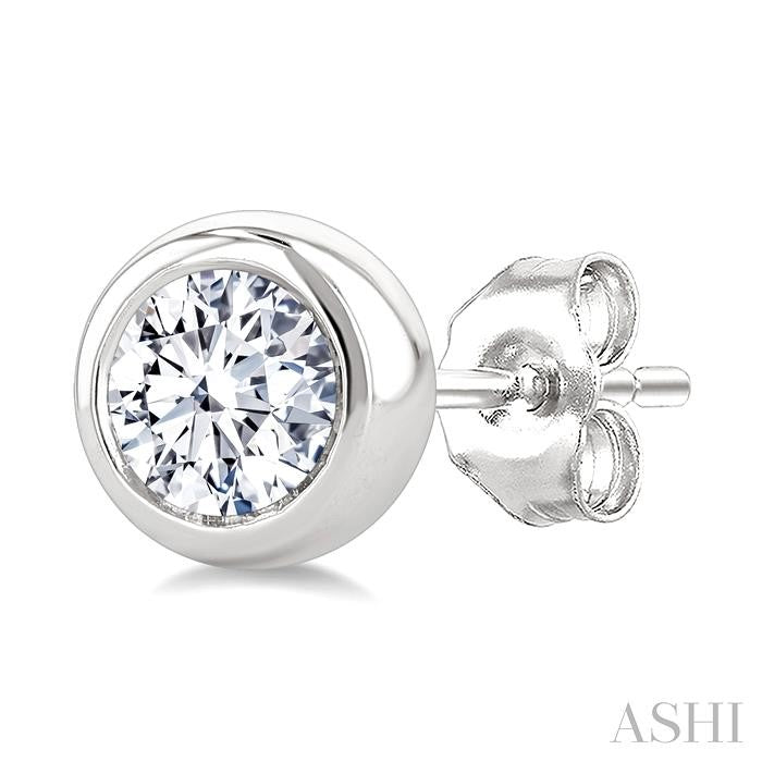 ASHI Round Shape Bezel Set Diamond Stud Earrings 621L3PPFGERWG