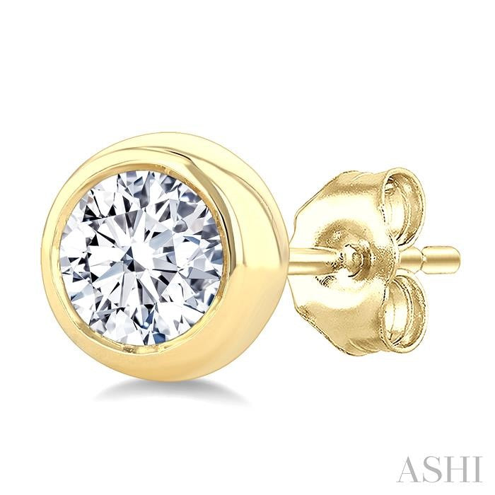ASHI Round Shape Bezel Set Diamond Stud Earrings 621L3PPFGERYG-.65