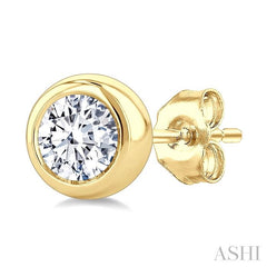 ASHI Round Shape Bezel Set Diamond Stud Earrings 621L3PPFGERYG