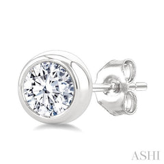 ASHI Round Shape Bezel Set Diamond Stud Earrings 621L4PPFGERWG