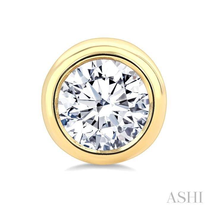 ASHI Round Shape Bezel Set Diamond Stud Earrings 621L4PPFGERYG
