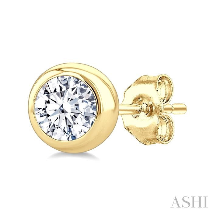 ASHI Round Shape Bezel Set Diamond Stud Earrings 621L5PPFGERYG