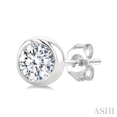 ASHI Round Shape Bezel Set Diamond Stud Earrings 621L6PPFGERWG