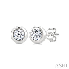ASHI Round Shape Bezel Set Diamond Stud Earrings 621L7PPFGERWG