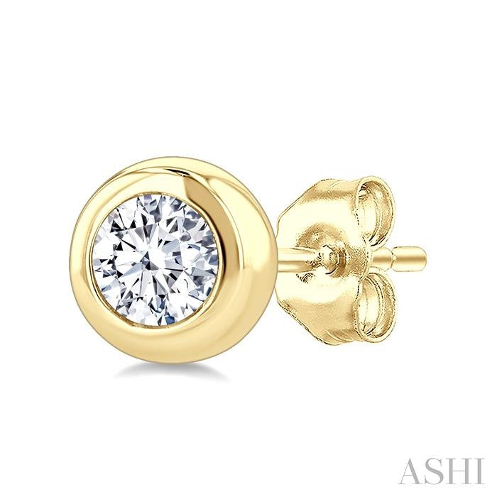 ASHI Round Shape Bezel Set Diamond Stud Earrings 621L7PPFGERYG