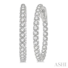 ASHI Inside-Out Diamond Round Hoop Earrings 622B0PPFHERWG-1.50