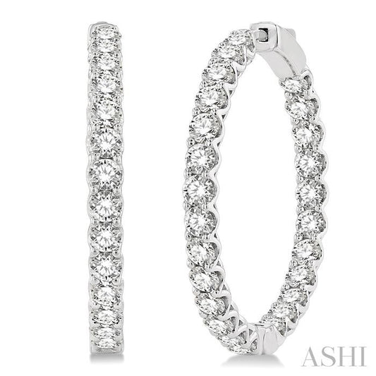 ASHI Inside-Out Diamond Round Hoop Earrings 622B0PPFHERWG-6.00