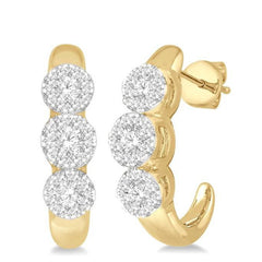 Parkplace Jewelers Round Shape 3 Stone Lovebright Diamond Half Hoop Earrings 927B4PPFGERYW