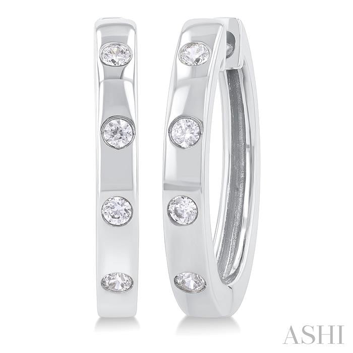ASHI Flush Bezel Set Diamond Fashion Hoop Earrings 623F8PPTGERWG