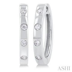 ASHI Flush Bezel Set Diamond Fashion Hoop Earrings 623F8PPTGERWG