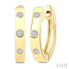 ASHI Flush Bezel Set Petite Diamond Fashion Hoop Earrings 623F8PPTGERYG-0.10